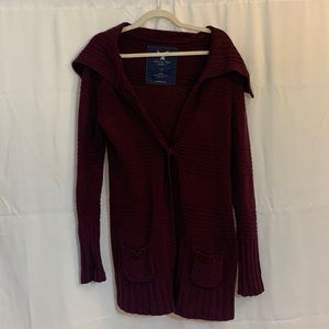 Burgundy American eagle outfitters knitted cardigan